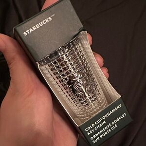 Starbucks Silver Cold Cup Ornament Key Chain - Silver grid